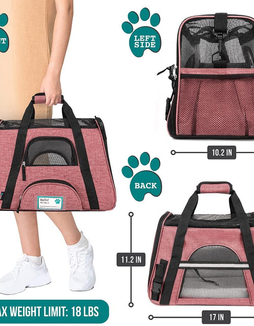 Load image into Gallery viewer, Airline Approved Pet Carrier for Cat, Soft Sided Dog Carrier Small Dog, Cat Travel Supply Accessories Indoor Cats, Ventilated Pet Carrying Bag Medium Large Kitten Puppy, Small Heather White Red
