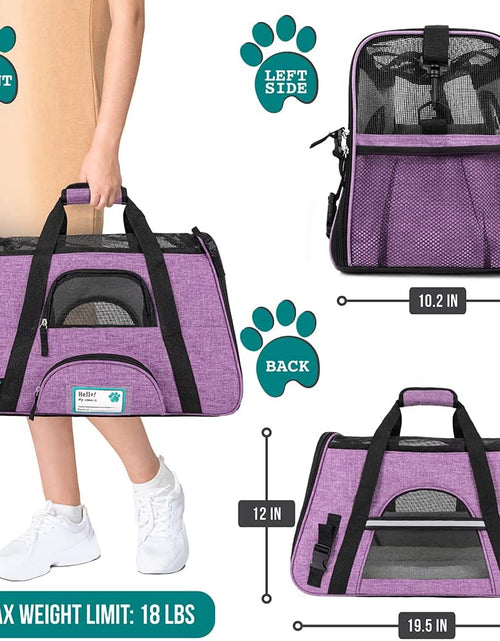 Load image into Gallery viewer, Airline Approved Pet Carrier for Cat, Soft Sided Dog Carrier for Small Dog, Cat Travel Supplies Accessories for Indoor Cat, Ventilated Pet Carrying Bag Medium Kitten Puppy, Large Heather Purple
